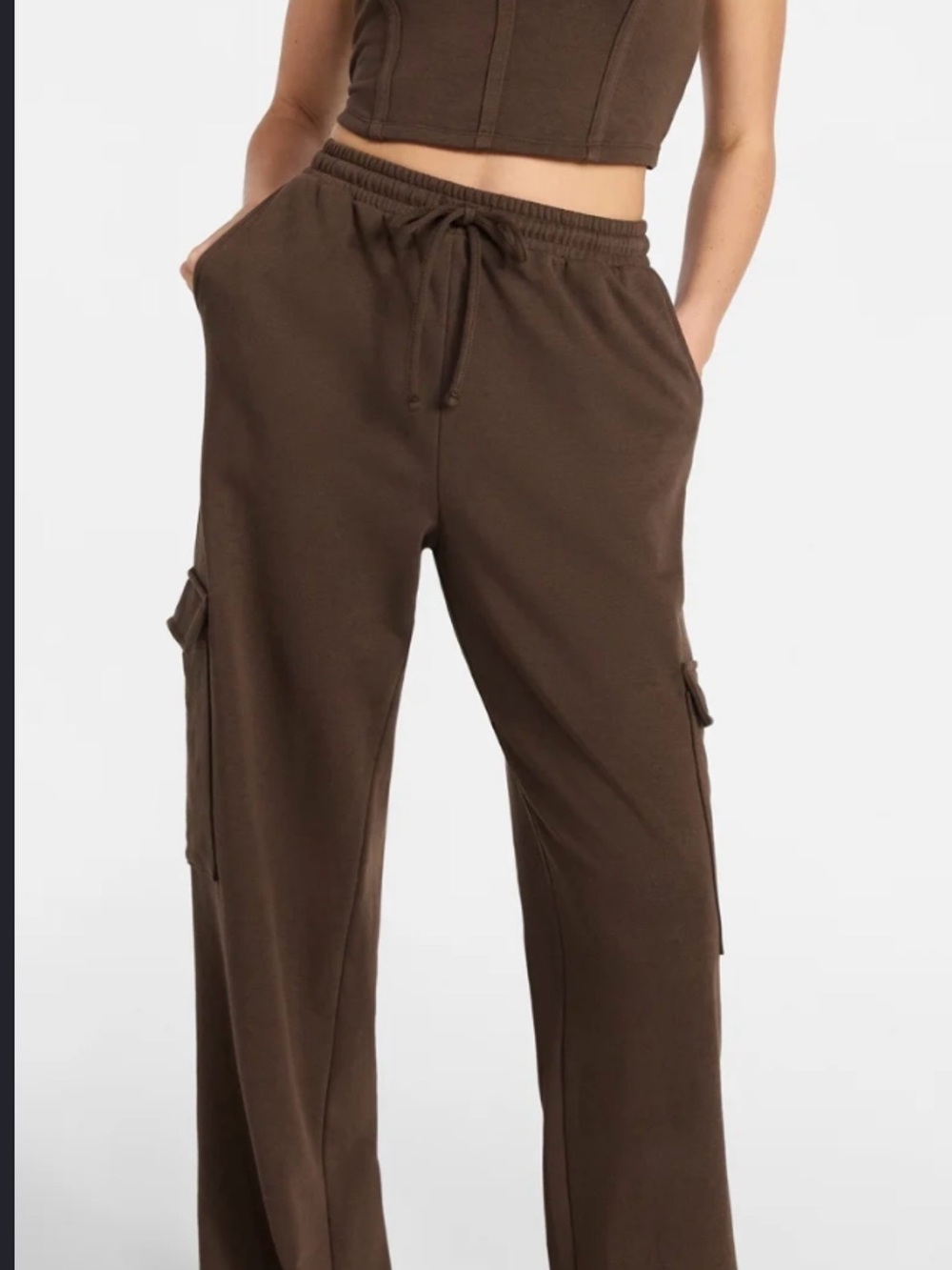 Women's Brown Cargo Sweatpants - Relaxed Fit